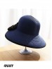 Wide Brim V-Back Summer Hat W/ Ribbon Bow 